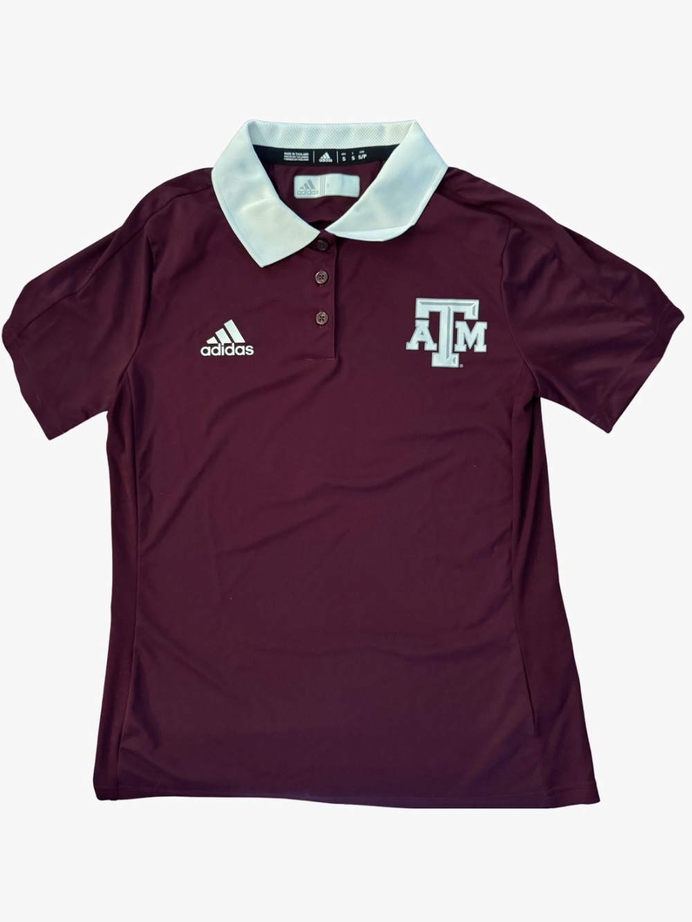 adidas Women's Maroon Polo with White Collar and Logo